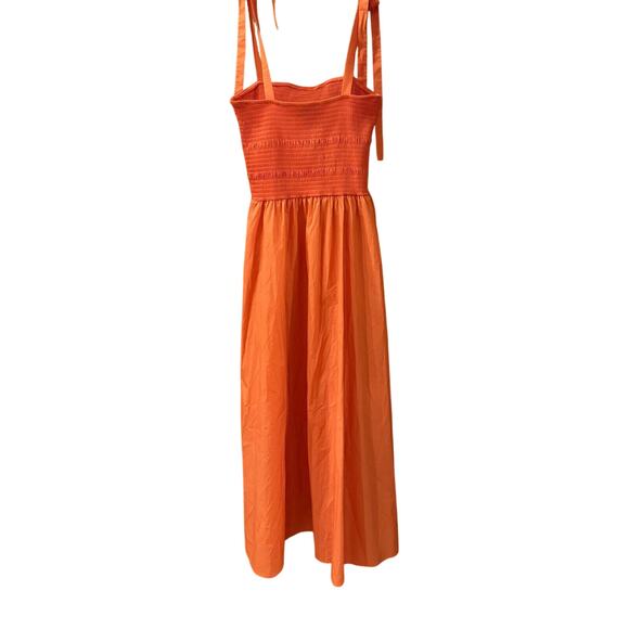 COS Tie-Detail Smocked Midi Dress Orange color size small - Picture 3 of 4
